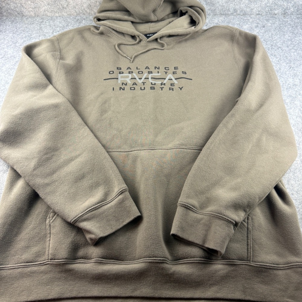 RVCA Balance Opposites Nature Industry Hoodie Mens XXL Olive Green Graphic